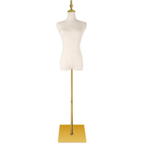 Adjustable Female Dress Form Mannequin with Golden Metal Stand for Clothes Window Display