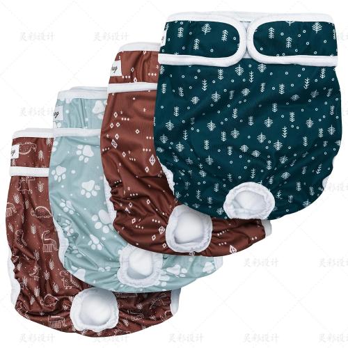 JoyDaog 4 Pack Washable Female Dog Diapers for Medium Dogs,Puppy Nappies,M