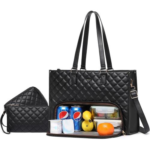 Keyli 3PCS Sets Lunch Tote bag for Women,15.6 Inch Laptop Work Bag with Insulated Lunch Box Compartment Computer Handbag