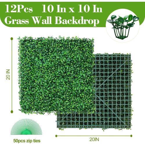 Grass Wall Panels Greenery Backdrop, UV-Anti Green Wall Decor