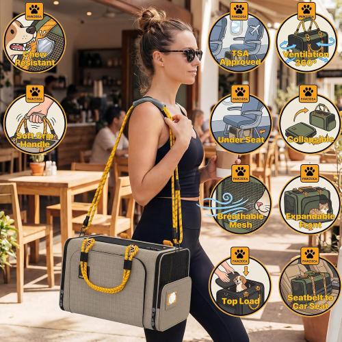 PAWZIDEA Expandable Pet Carrier for Small Cats & Dogs, TSA Airline Approved