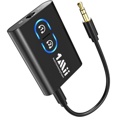1Mii Bluetooth 5.3 Transmitter Receiver for TV to Wireless Headphones, Dual Link AptX Adaptive/Low Latency/HD Audio, Aux Adapter for Home Stereo, Airplane, Boat, Gym