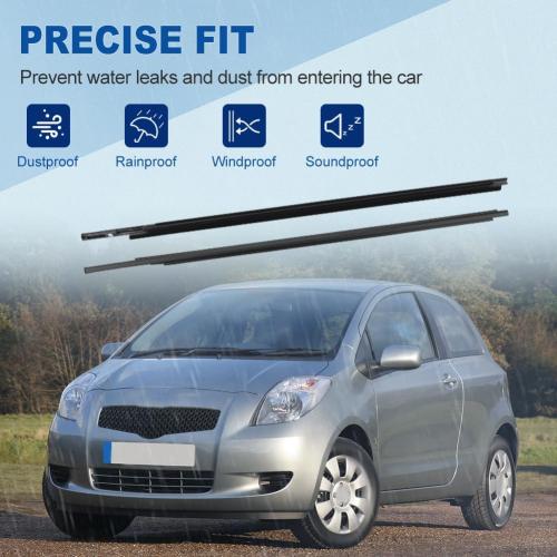 Door Window Moulding Weatherstrip Compatible with Toyota Yaris 2005-2011 | Replacement for Vitz 2005-2010, Outer Weather Stripping Trim Seal, Replace 68160-52110, 68210-52110, 68180-52100, 68230-52100