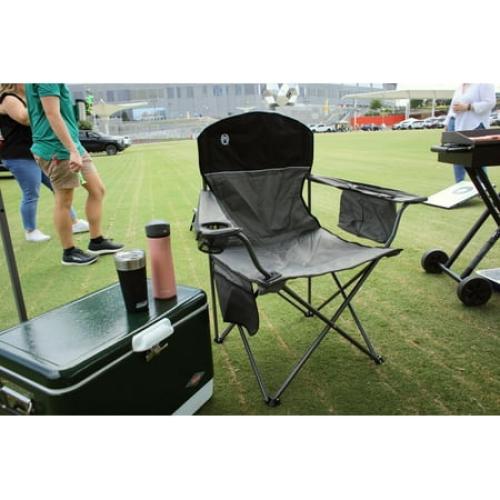 Coleman Camping Chair with Built-In 4-Can Cooler, Gray