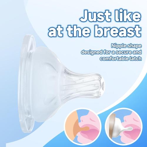 4 Pack Bottle Nipples Compatible with Mam Bottle, Soft Silicone Nipples for Bottle, Fit for MAM Bottles, Medium Flow, 3  Months