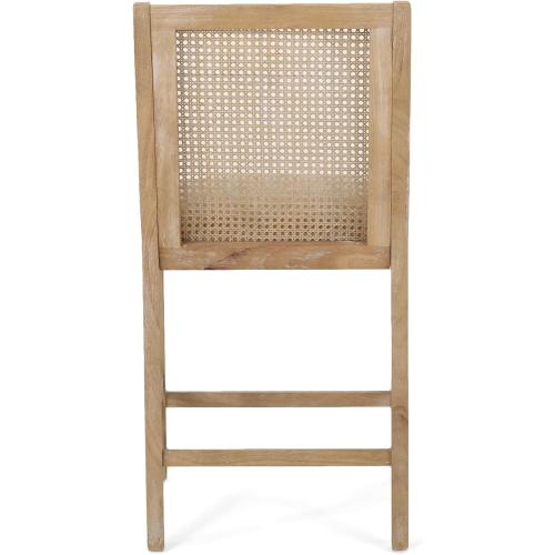 Fabric Upholstered Wood and Cane Counter Stools with Backrest,Set of 2,French Country Barstools Chair