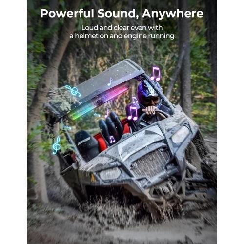 KEMIMOTO UTV Sound Bar 28 Inch ATV Soundbar 4X Subwoofers LED Party Lights Bluetooth Golf Cart Sound Bar 2X Tweeters Compatible with Polaris RZR Can-Am X3 Defender CFMOTO for 1.56- 2.25 Roll Cage