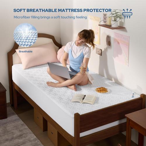 BEDLORE Waterproof Mattress Protector, Twin Size Mattress Pad