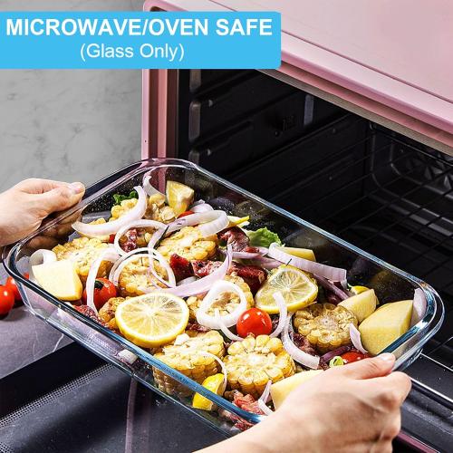 KOMUEE 8 Pieces Glass Baking Dish with Lids, Gray