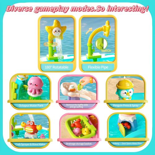 Ocean-Themed Water Table for Toddlers & Kids 3 , Outdoor Water Play Table COLOR PINK