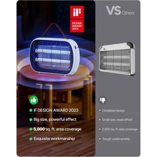 Buzbug Bug Zapper Indoor for 5000 Sq. Ft., 20W Instant Electric Mosquito Zapper, High-Voltage Fly Zapper, Fruit Fly Traps Fly Killer -MA015