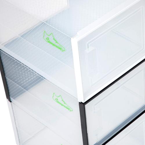 BLACK LARGE 6 pack - 14.6 Inches Long for BIG Shoes & Sneakers, Shoe Storage Organizer, Shoe Storage Boxes, Shoe Box Clear Plastic Stackable, Shoe Containers, Shoe Organizer for Closet