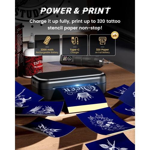 Phomemo Tattoo Stencil Printer with 30pcs Transfer Paper, 2026 Mini Tattoo Stencil Printer, AI Creative Bluetooth Tattoo Printer Machine Easy to Use for Tattoo Beginners, Enthusias, Artists