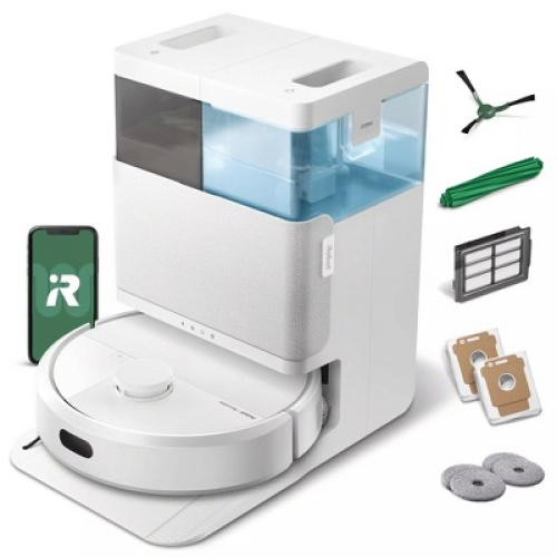 iRobot Roomba Plus 405 (G185) Combo Vacuum & Mop   AutoWash Dock Dual Spinning Pads, Smart & Fast Mapping, Self-Cleans White