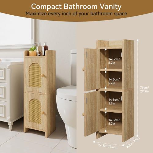 IBUYKE Small Bathroom Storage Cabinet Narrow Toilet Paper Holder