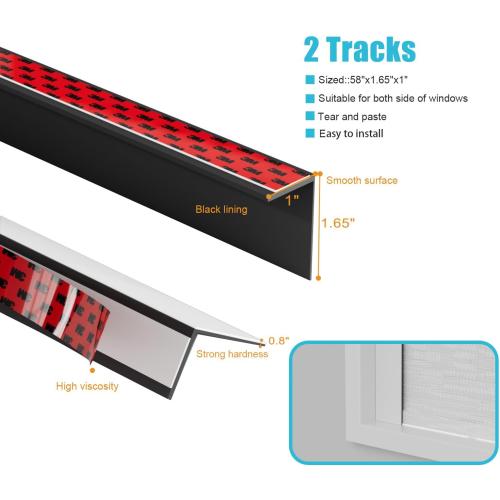 Light Blocking Strips, Light Blockers for Window Shades and Blinds, Block Light Along the Sides Blackout Side Tracks for Bedroom, White 2 Pcs