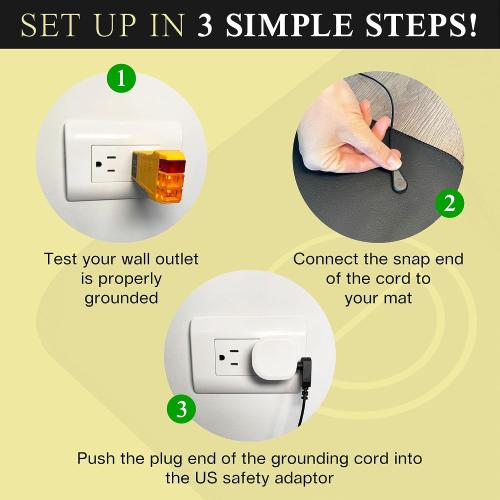 Earth and Moon Grounding Mat for Bed 24x35in - Full Body Grounding Pad and Mattress Cover for Pain, Inflammation and Restful Sleep, Includes 15 Feet Cord and Outlet Tester for Safe Use