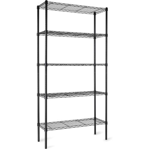 Amazon Basics 5-Shelf Adjustable Heavy Duty Steel Wire Storage Shelves for Garage, Kitchen, Easy Assembly, 36 x 14 x 72, Black