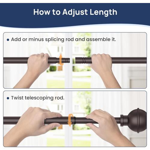 ENJOYBASICS Curtain Rods No Drilling for Renter, 28-60 Adjustable, Bronze
