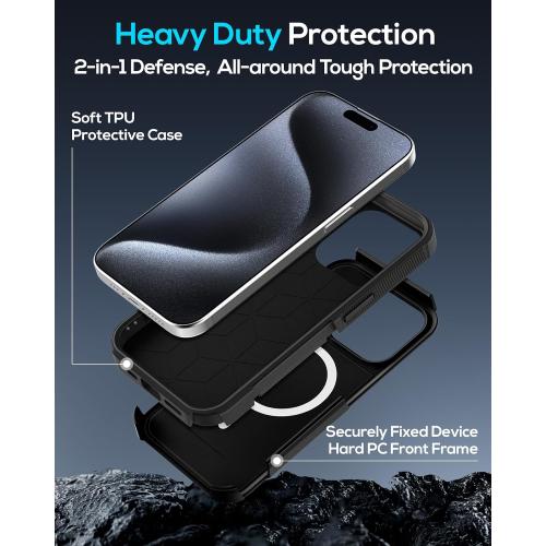 for iPhone 15 Pro Case Heavy Duty Protection, Camo