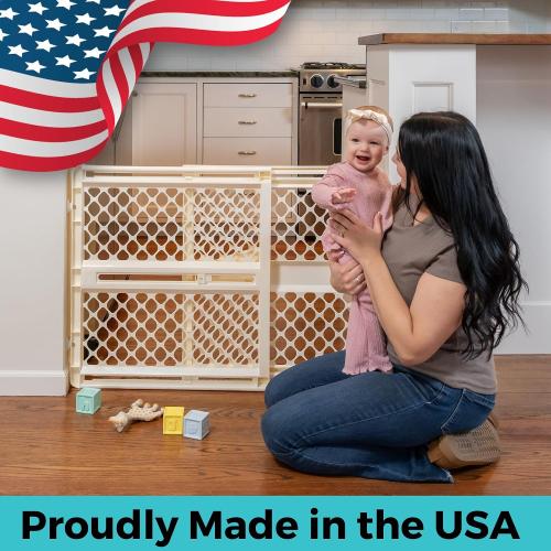 White Toddleroo by North States - Supergate Ergo Baby Gate: Plastic Baby Gate for Stairs & Doorways - Adjustable Indoor Safety Gate - Made in USA - 26 to 42 Inches Wide - 26 Inches Tall - White