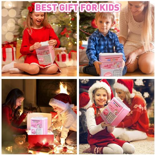 JUNEU Unicorn Piggy Bank for Kids - Electronic Musical Money Bank for Girls