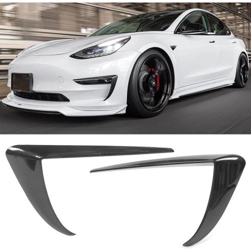 FREEMOTOR802 Fog Light Trims Fits 2017-2023 Tesla Model 3, Carbon Fiber Print