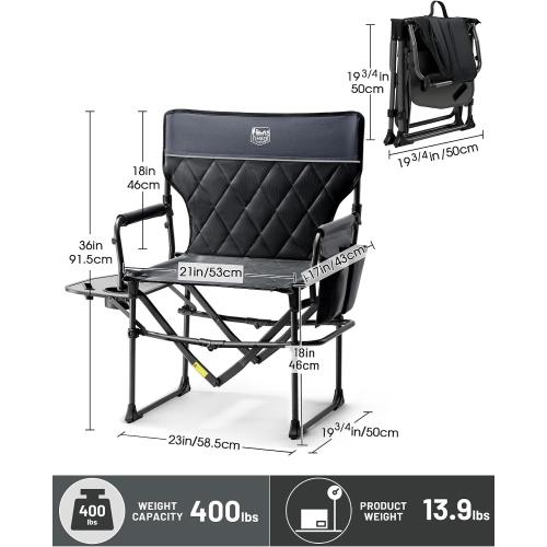TIMBER RIDGE 400lbs Heavy Duty Camping Chair Portable Directors Chair
