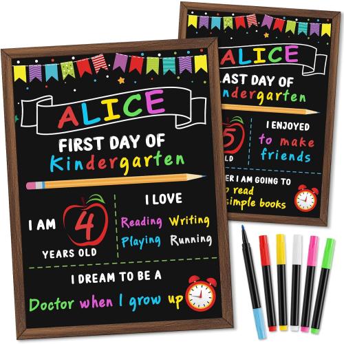 First Day of School Sign Board with 6 Liquid Chalk Markers