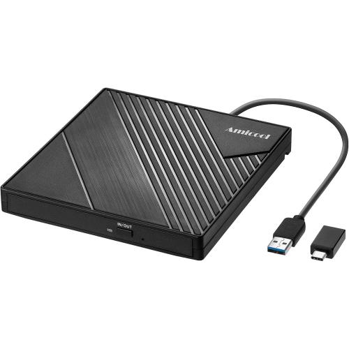 External DVD Drive USB 3.0 USB C CD Burner CD/DVD  /-RW Optical Drive, Slim Portable DVD CD ROM Rewriter Writer Duplicator for Laptop Desktop PC Windows 11/10/8/7 MacBook Mac Linux OS Apple