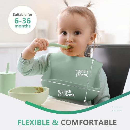 Cuddle Campus Set of 3 Silicone Bibs, Soft Adjustable Bibs for Boys & Girls