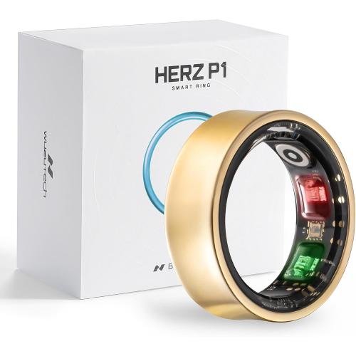 Herz P1 Smart Ring for Women & Men - (Size 6) 24/7 Health Metrics Fitness Ring, Tracks 20  Biometrics, 6 Day Battery Life, Waterproof Stainless Steel, Free APP for iOS Android, No Subscription