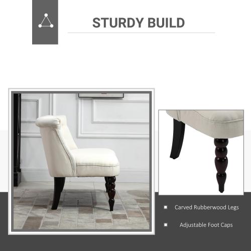 HomCom  Upholstered Armless Fabric Loveseat with Button Tufted Design for Living Room with Wood Legs Cream White