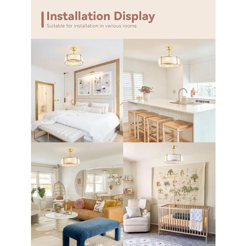 20 Gold Fandelier Ceiling Fans with Lights, Boho Rattan Ceiling Fan with Light Remote Control, Caged Mid-Century Modern with 6 Speeds for Bedroom, Nursery, Living Room