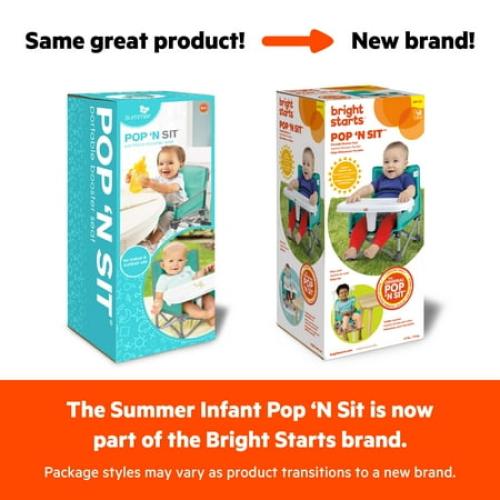 Bright Starts Pop ‘N Sit Portable Booster Seat, Pink, 6  Months