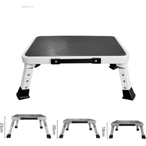 RV Step Stool Foldable Adjustable Step Ladder Sturdy Metal Stable Step Stool with a Non-Slip Platform Supports up to 500 lb with Non-Slip Rubber Feet