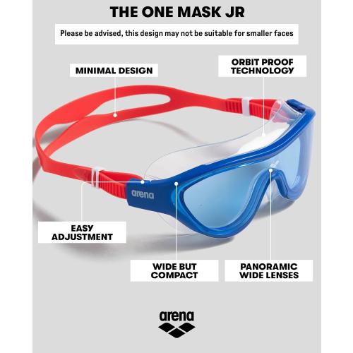 ARENA Unisex Youth The One Junior Swim Mask Goggles for Boys and Girls Ages 6 to 12 Large Fit Polycarbonate Lens