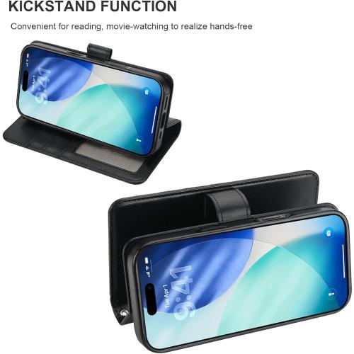 Bocasal Detachable Wallet Case Card Holder for iPhone 17, Black