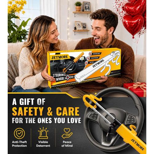 JETMORE Steering Wheel Lock with Keys Adjustable Wheel Locks for Anti Theft