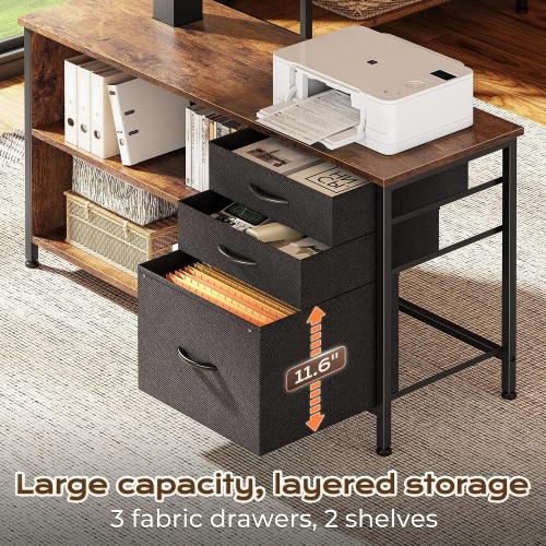 PRAISUN 55.1'' L Standing Desk with Outlets, Cabinet with Shelves, Drawers
