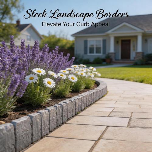 Imitation Stone Garden Fence Edging, Interlocking Plastic Landscape Border Panels for Flower Bed Lawn Path Yard Decor (Black,10pcs)