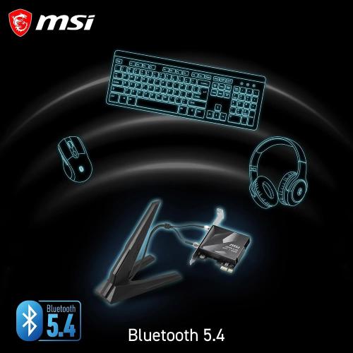 MSI Herald BE9400 PCIe Card WiFi 7 Three-Band for Desktop, Bluetooth 5.4, 6GHz, MLO, 320MHz, 5.8 GB/s