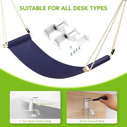iMissiu Foot Hammock Under Desk Footrest, Adjustable Office Foot Rest Under Desk Hammock, Portable Desk Feet Hammock with Headphones Holder (Black)