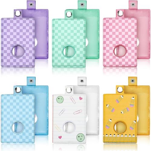 Gueevin 6 Pack Checkerboard Colorful Alarm ID Badge Holder