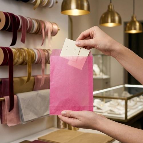 Quotidian Hot Pink Flat Greaseproof Paper Cookie Bags 4x6 in, 100 Count