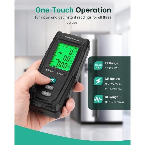 ERICKHILL 3 in 1 EMF Detector, Rechargeable EF, RF, MF, WiFi,5G Detector