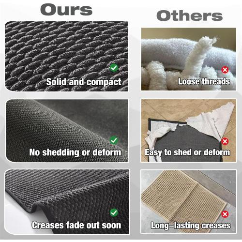TYUU Bathroom Rugs Non Slip Washable, Super Absorbent Thin Bath Mat Small Quick Dry Low Pile Bathroom Rug, Dark Grey 16x24