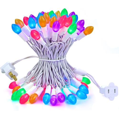 BOHON Easter Lights String 50 LED Multi Color Christmas Lights, White Wire