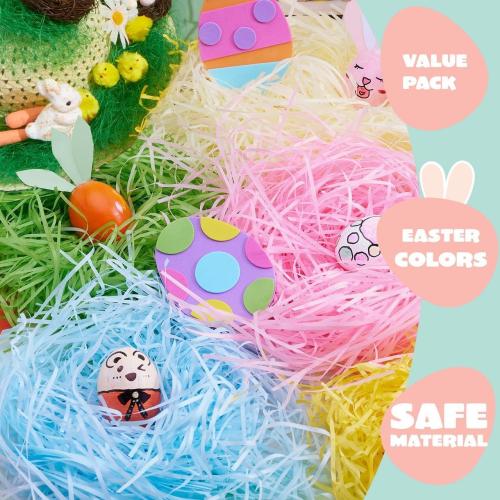 JOYIN 1 LB Easter Grass 6 Colors Recyclable Gift Wrap Crinkle Paper Shred for Basket Craft Boxes Bags Filler Stuffers, Easter Egg Hunt, Wedding Birthday Bridesmaid Engagement Party Favor Decor(16 OZ)
