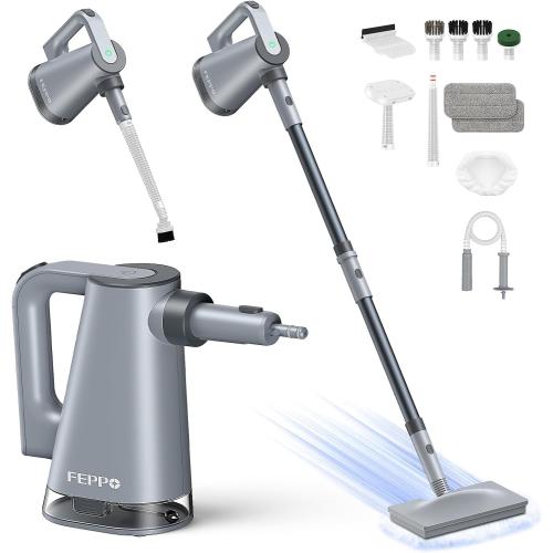 FEPPO Steam Mop with Detachable Handheld Steam Cleaner for Home and Floor Cleaning, 10-in-1 Multi-purpose Attachments & 2 Pads, Powerful Steamer for Floors, Sex Toys Dildo,Hardwood, Tiles,Grout